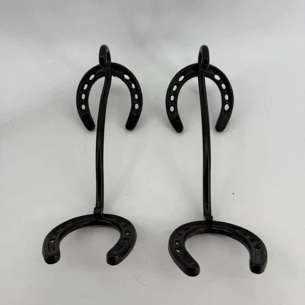 Horseshoe Wall Hooks Coat Hat Hanger Black Rustic Western Decor Set‎ of 2 Cabin